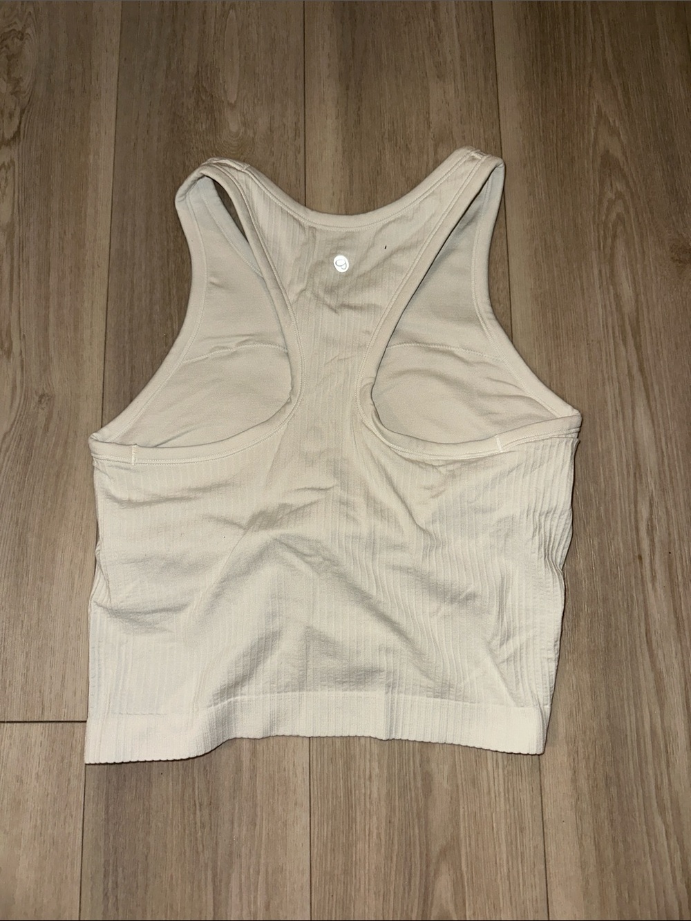 Women's Cream Ribbed Racerback Tank Top - Picture 2 of 2